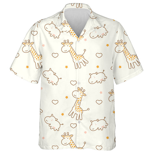 Sioráf Cartún gleoite Hippotamus Patrún Réaltaí Croí Léine Haváís, Bronntanas Léine Haváís, Bronntanas Nollag