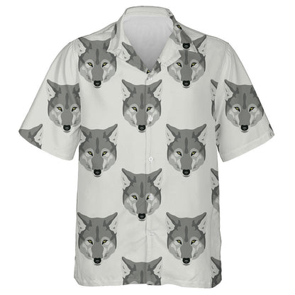 Geometrical Monochrome With Stylized Heads Of Wolf Hawaiian Shirt, Hawaiian Shirt Gift, Christmas Gift