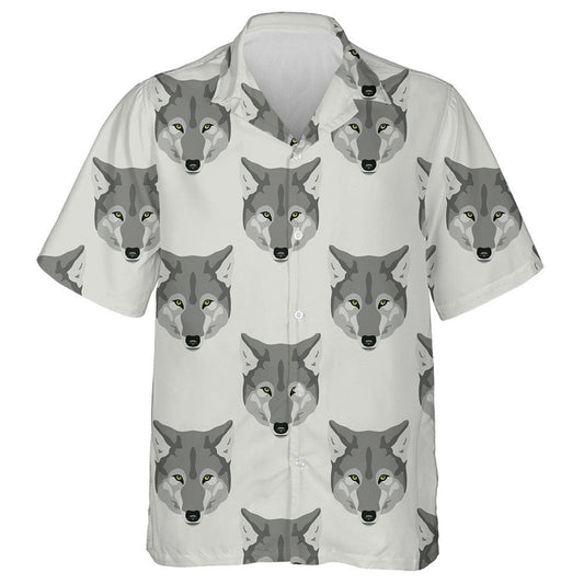 Geometrical Monochrome With Stylized Heads Of Wolf Hawaiian Shirt, Hawaiian Shirt Gift, Christmas Gift