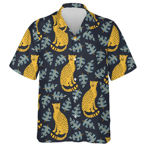 Wild Animals Jungle African Leopard And Leaves Hawaiian Shirt, Hawaiian Shirt Gift, Christmas Gift