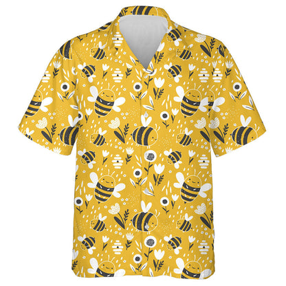 Lovely Little Bee On Yellow Background Hawaiian Shirt,Hawaiian Shirt Gift, Christmas Gift