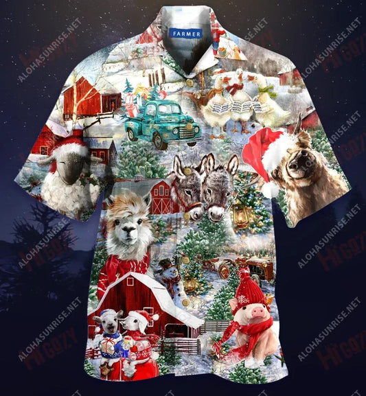 Nollag ar an bhFeirm Léinte Gearr haváís Laethanta Saoire Muinchille Gearr Léinte Seanré Haváíais Léinte haváíais d'Fhir, Bronntanas Léine Haváís, Bronntanas Nollag