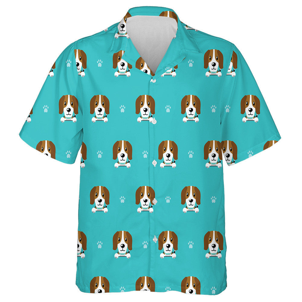 Face Of Beagle Dog On Turquoise Hawaiian Shirt,Hawaiian Shirt Gift, Christmas Gift