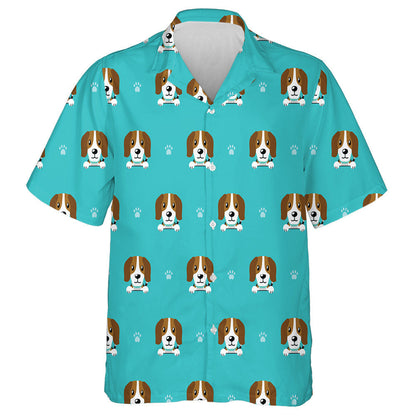 Face Of Beagle Dog On Turquoise Hawaiian Shirt,Hawaiian Shirt Gift, Christmas Gift