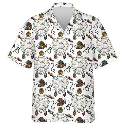Colorful Mosaic Sea Turtles And Tropical Fish Hawaiian Shirt, Hawaiian Shirt Gift, Christmas Gift