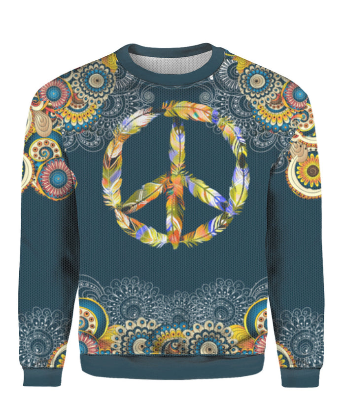 Feather Peace Sign Ugly Christmas Sweater, Christmas Gift, Gift Christmas 2024