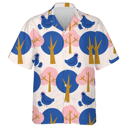 Cute Chicken And hen With Colorful Trees Hawaiian Shirt, Hawaiian Shirt Gift, Christmas Gift