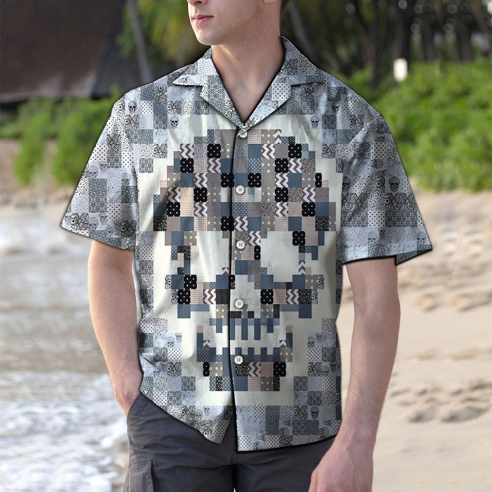 Hawaiian Shirt Digital Geometric Art Skull Shaped, Hawaiian For Gift