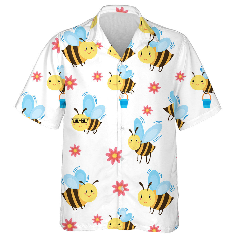 Earrach Nádúrtha Beacha Cartún gleoite Agus Bláthanna Dearg Léine Haváís, Bronntanas Léine Haváís, Bronntanas Nollag