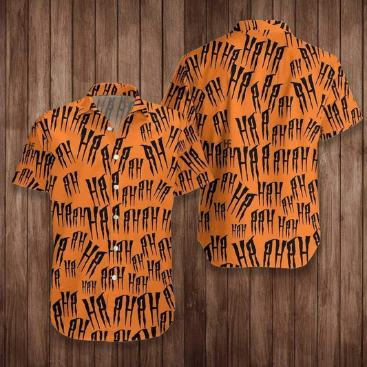 Illustration Hawaiian Shirt Scary Laugh Halloween On Orange, Hawaiian For Gift
