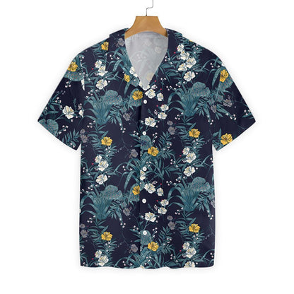 Floral On Dark Blue Background Design Hawaiian Shirt,Hawaiian Shirt Gift, Christmas Gift