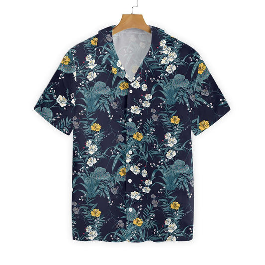 Floral On Dark Blue Background Design Hawaiian Shirt,Hawaiian Shirt Gift, Christmas Gift