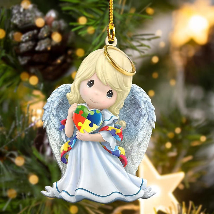 Autism Angel Shape Ornament, Christmas Ornament Gift, Christmas Gift, Christmas Decoration