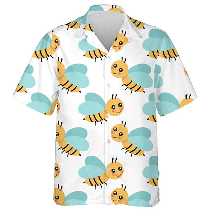 Natural Summer Cute Bee In Cartoon Style Hawaiian Shirt, Hawaiian Shirt Gift, Christmas Gift