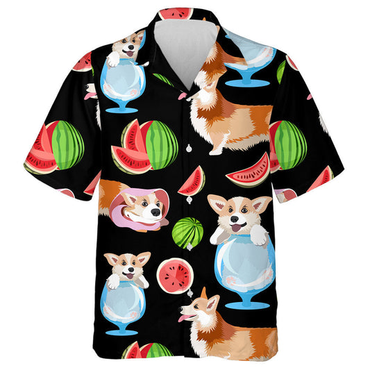 Beautiful Royal Corgi Dog On Black Hawaiian Shirt, Hawaiian For Gift