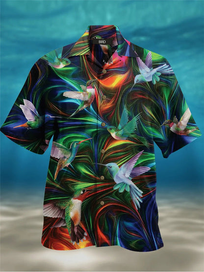 Casual Bird On Light Nice Ornamental Hawaiian Shirt, Hawaiian For Gift