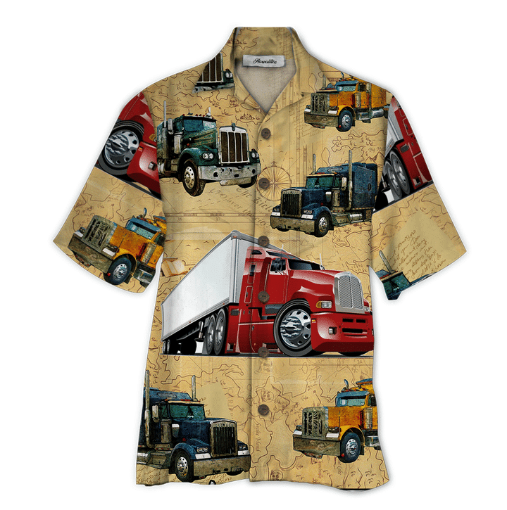 Desert Truck Driver Tropical Background Design Hawaiian Shirt,Hawaiian Shirt Gift, Christmas Gift