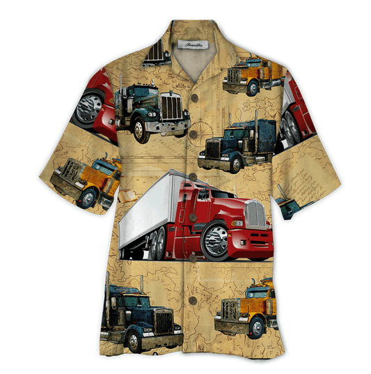 Desert Truck Driver Tropical Background Design Hawaiian Shirt,Hawaiian Shirt Gift, Christmas Gift