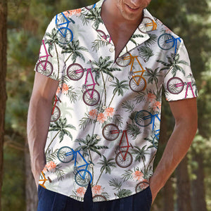 Bike Tropical And Coconut Tree Vintage Style Hawaiian Shirt, Hawaiian Shirt Gift, Christmas Gift