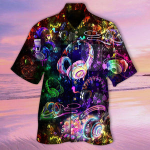 Amazing Colorful Neon Headphone Hawaiian Shirt, Hawaiian For Gift