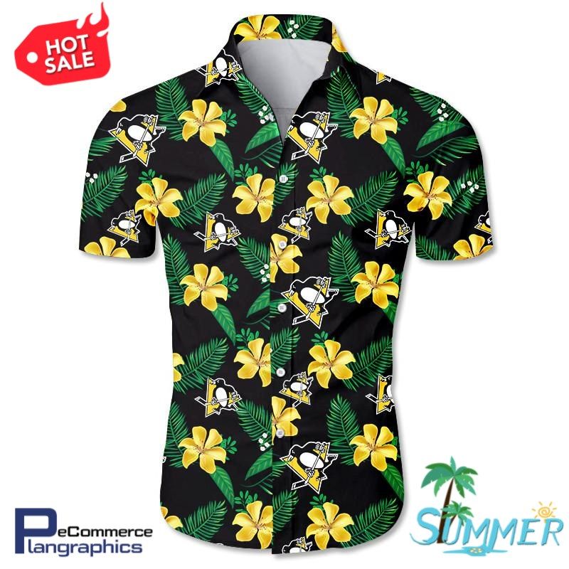 Pittsburgh Penguins Aloha Shirt Léine Aloha Haváíais Léine Ghearr Trá Haváíais Shorts, Bronntanais Léine Haváíais, Bronntanas Nollag