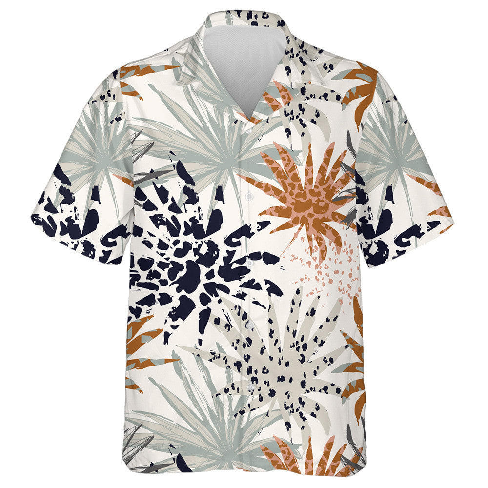 Duilleoga pailme teibí arna líonadh le Léine Haváís Craiceann Liopard, Bronntanas Léine Haváís, Bronntanas Nollag