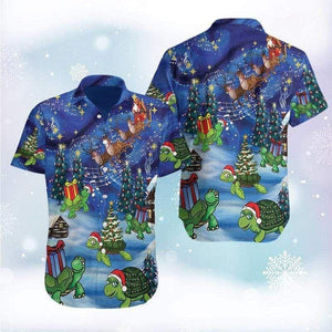 Cozy Holidays Awesome Turtle On Christmas Design Hawaiian Shirt, Hawaiian Shirt Gift, Christmas Gift