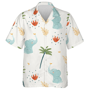 Baby Cute Elephant With Tropical Plants Hawaiian Shirt, Hawaiian For Gift