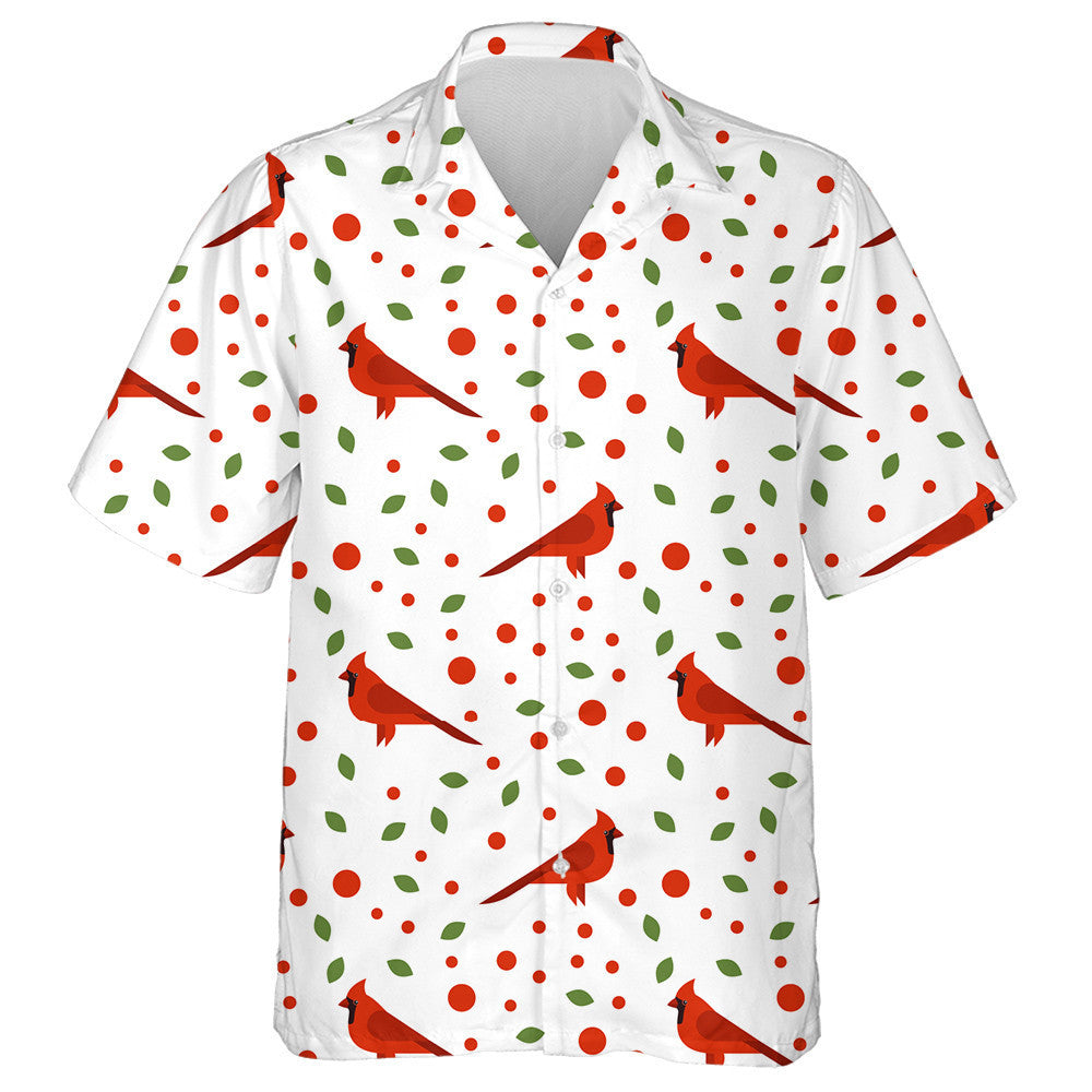 Beautiful Red Cardinal Bird And Leaves Hawaiian Shirt, Hawaiian For Gift