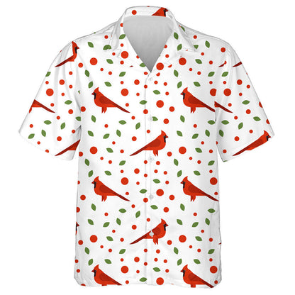 Beautiful Red Cardinal Bird And Leaves Hawaiian Shirt, Hawaiian For Gift