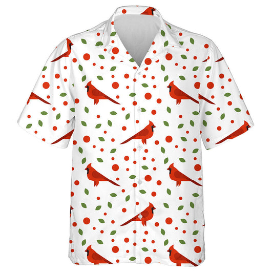 Beautiful Red Cardinal Bird And Leaves Hawaiian Shirt, Hawaiian For Gift