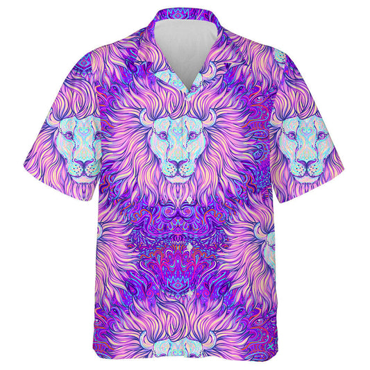 Colorful Big Head Of Lion Hawaiian Shirt, Hawaiian For Gift