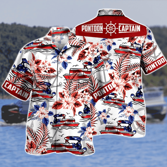 Awesome Pontoon Captain Flower Gift Hawaiian Shirt, Hawaiian For Gift