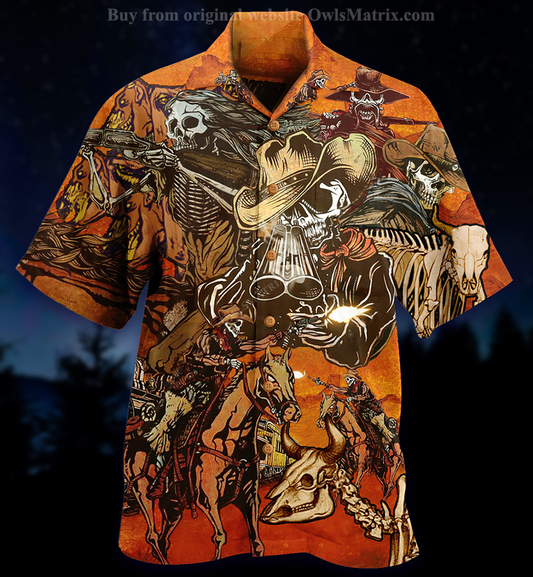 Cowboy Skull War - Hawaiian Shirt, Hwaiian For Gift