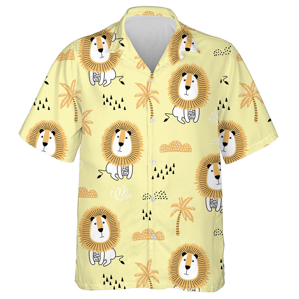 Funny Lion Coconut Tree Cloud And Rain Hawaiian Shirt, Hawaiian Shirt Gift, Christmas Gift
