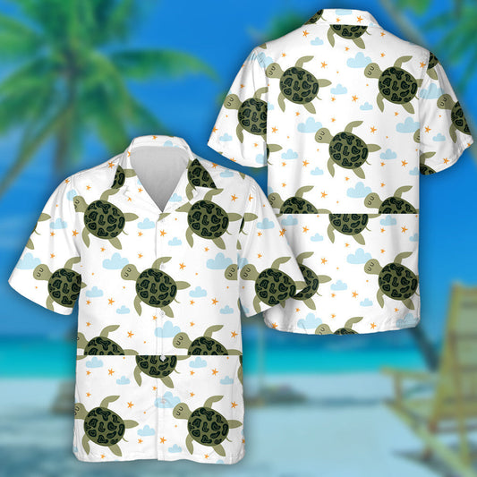 Turtar i Stíl Sceitseála Ar Chúlra Éadrom Gorm Léine Haváíais, Bronntanas Léine Haváíais, Bronntanas Nollag