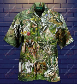 Wild Goat Unisex Short Hawaiian Shirt Ocean Hawaiian T Shirts Tropical Shirts For Men Hawaiian Shirts For Men, Hawaiian Shirt Gift, Christmas Gift