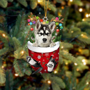 Alaskan Malamutes In Snow Pocket Christmas Ornament Flat Acrylic Dog Ornament, Christmas Shape Ornament, Happy Christmas Ornament, Christmas Ornament Gift, Christmas Gift, Christmas Decoration