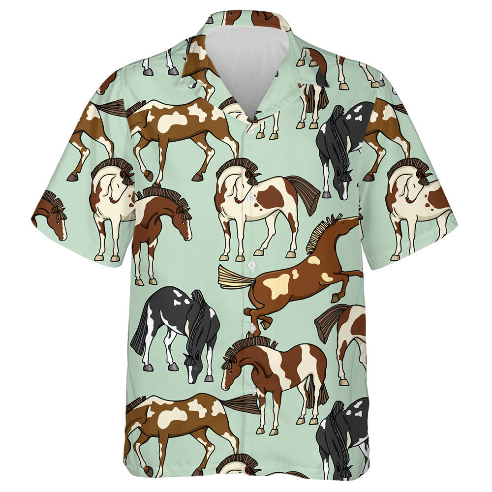 Hand Drawn Pinto Horses Beautiful Ink Hawaiian Shirt, Hawaiian Shirt Gift, Christmas Gift