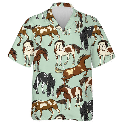 Hand Drawn Pinto Horses Beautiful Ink Hawaiian Shirt, Hawaiian Shirt Gift, Christmas Gift