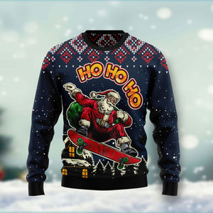 Skater Santa Claus Ho Ho Ho Ugly Christmas Sweater, Christmas Ugly Sweater,Christmas Gift,Gift Christmas 2022