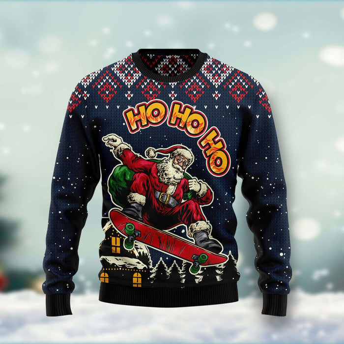 Skater Santa Claus Ho Ho Ho Ugly Christmas Sweater, Christmas Ugly Sweater,Christmas Gift,Gift Christmas 2022