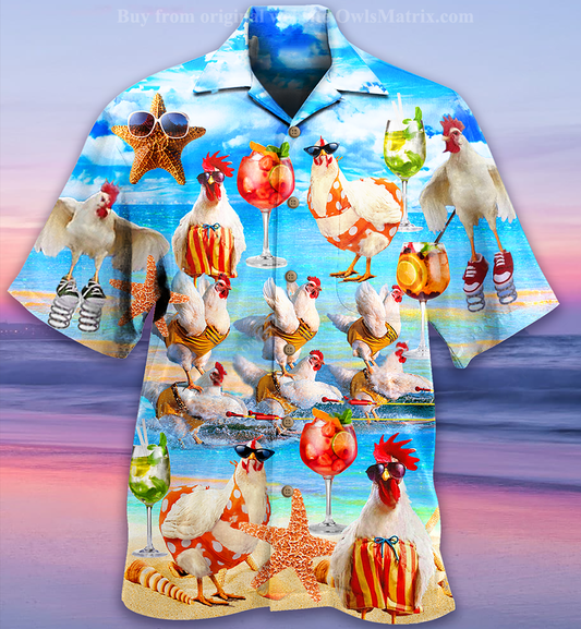 Chickens On The Beach - Hawaiian Shirt_Hawaiian Shirt Gift, Christmas Gift