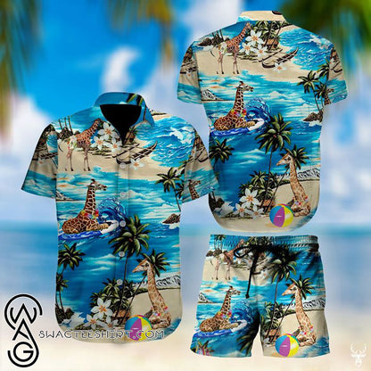 Beach Hawaii Giraffe Hawaiian Shirt,Hawaiian Shirt Gift, Christmas Gift