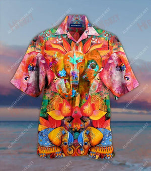 Amazing Elephant Unisex Short Sleeve Shirt Vacation Aloha Shirt Vintage Hawaiian Shirts Funny Hawaiian Shirts, Hawaiian Shirt Gift, Christmas Gift