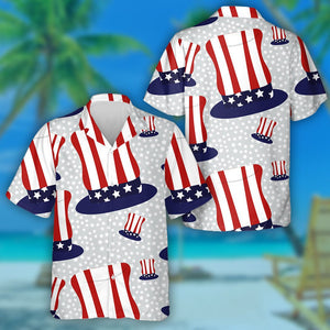 Abstract Pattern With Hats Colored As Flag And Stars Hawaiian Shirt, Hawaiian Shirt Gift, Christmas Gift