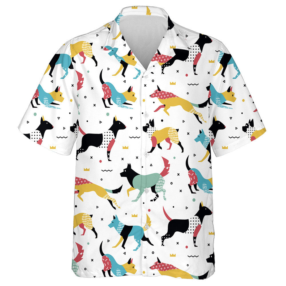 Simple Modern Dog With Geometric Shape Hawaiian Shirt,Hawaiian Shirt Gift, Christmas Gift