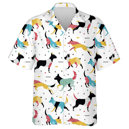 Simple Modern Dog With Geometric Shape Hawaiian Shirt,Hawaiian Shirt Gift, Christmas Gift
