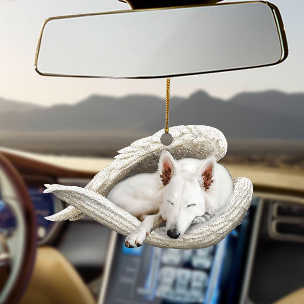 White german shepherd sleeping angel dog moms ornament cus, Christmas Decoration