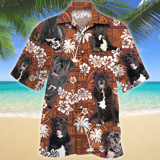 Clever Cane Corso Dog Red Tribal Pattern Hawaiian Shirt, Hawaiian Shirt Gift, Christmas Gift